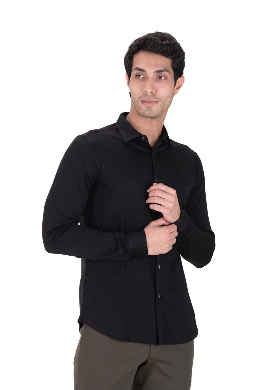 Fluid Cotton Flow Shirt - Pitch Black - Image 3