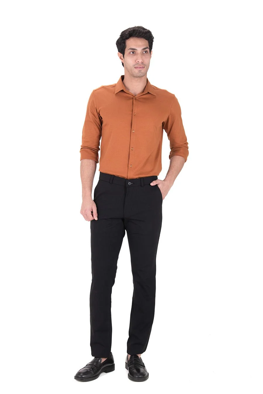 Fluid Cotton Flow Shirt - Burnt Orange - Image 4
