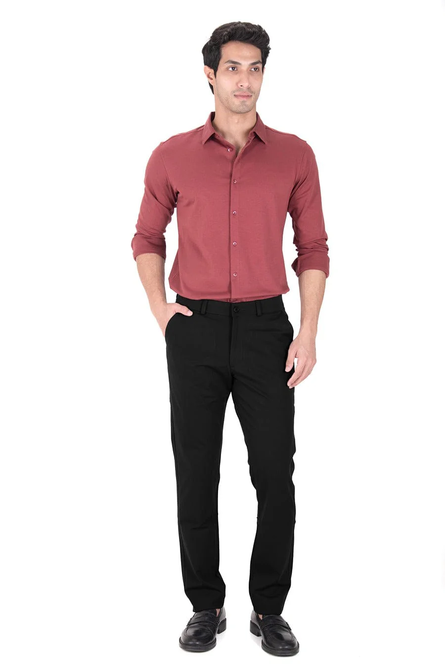 Fluid Cotton Flow Shirt - Merlot Red - Image 4