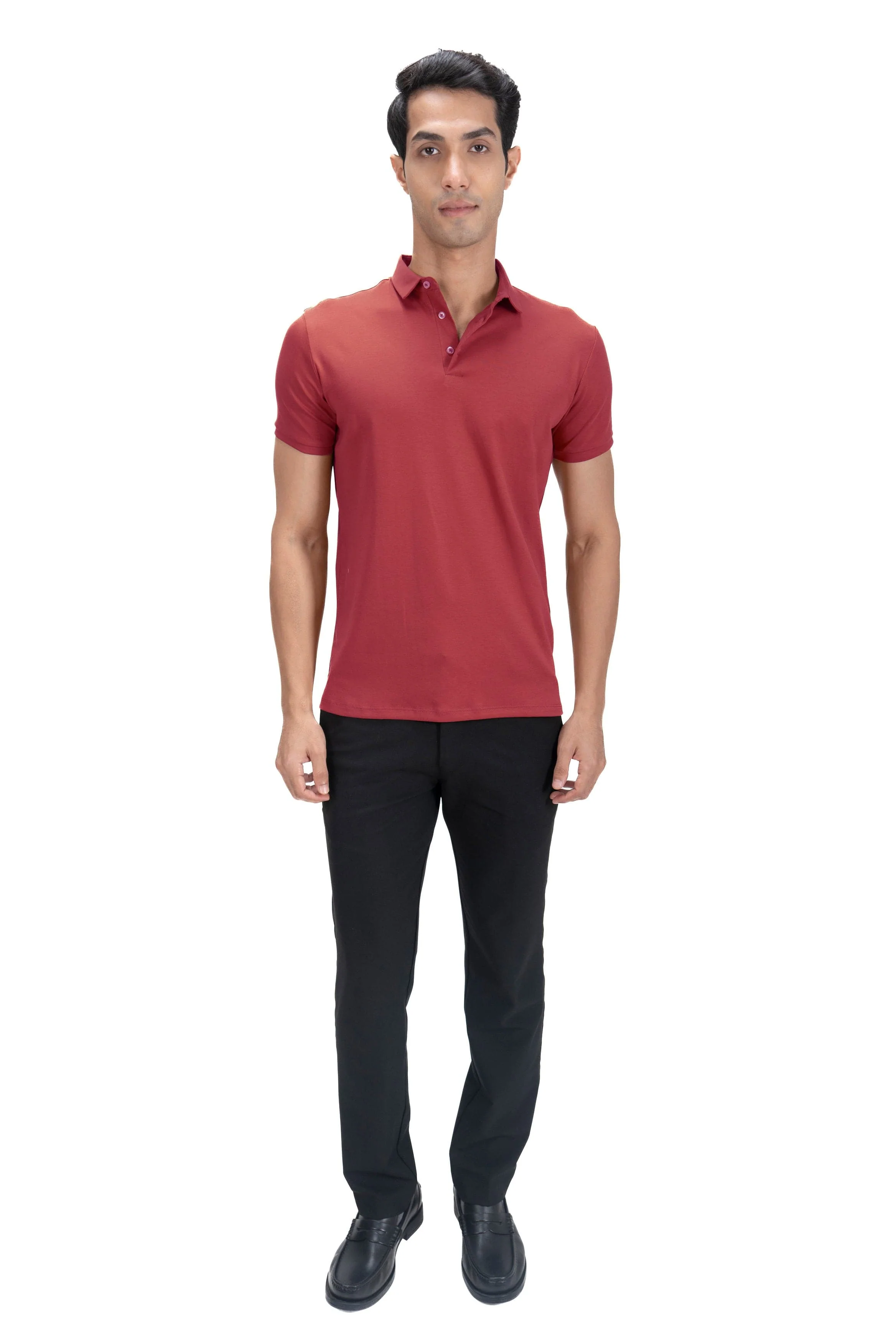 Fluid Cotton Polo - Brick Red - Image 4