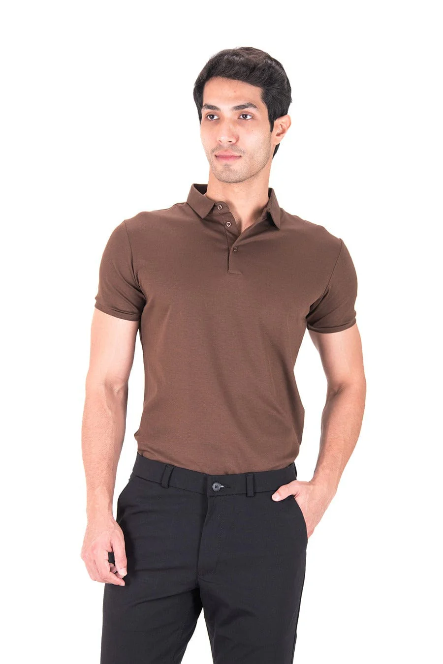 Fluid Cotton Polo - Espresso Brown - Image 4