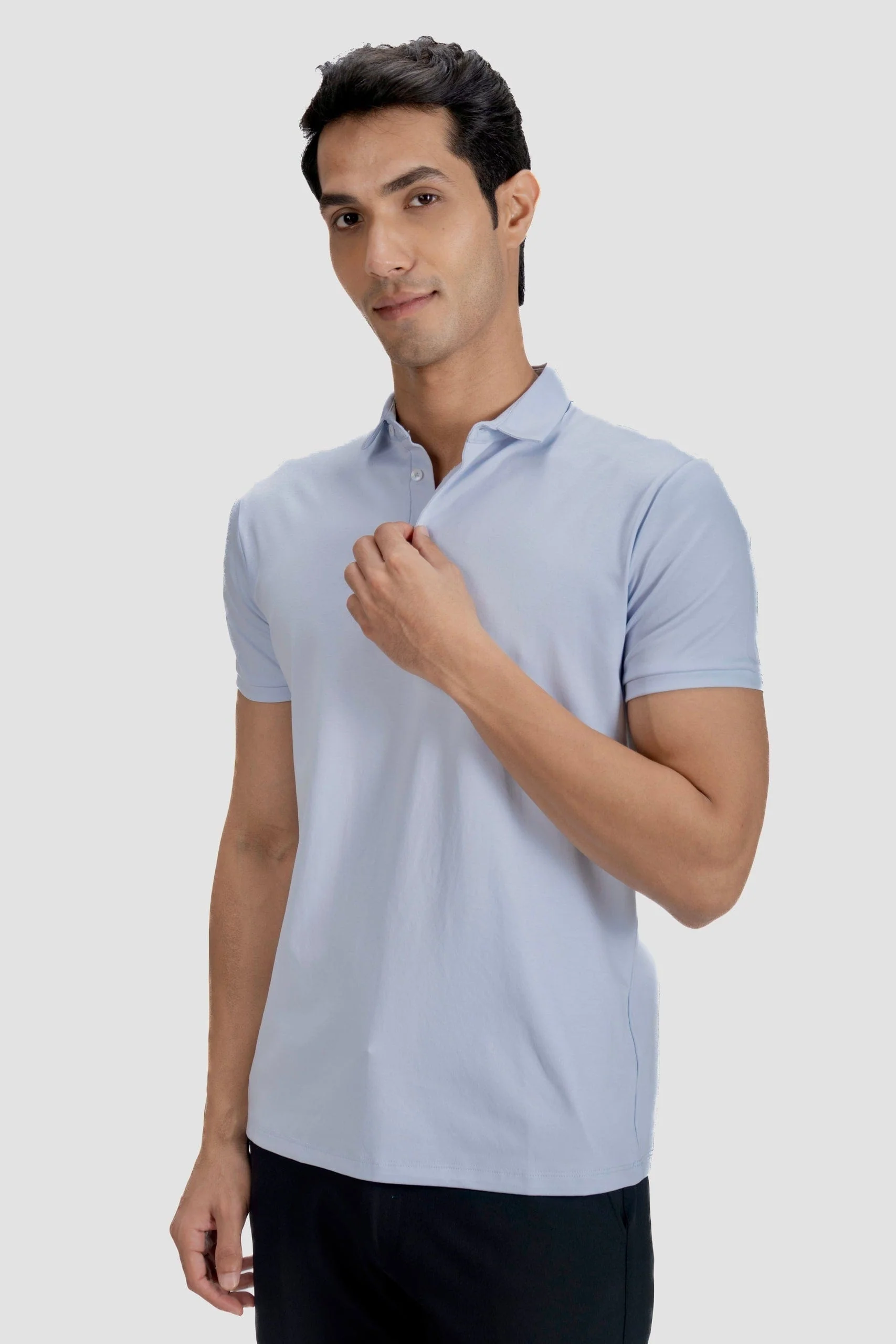 Fluid Cotton Polo - Glacier Blue - Image 3