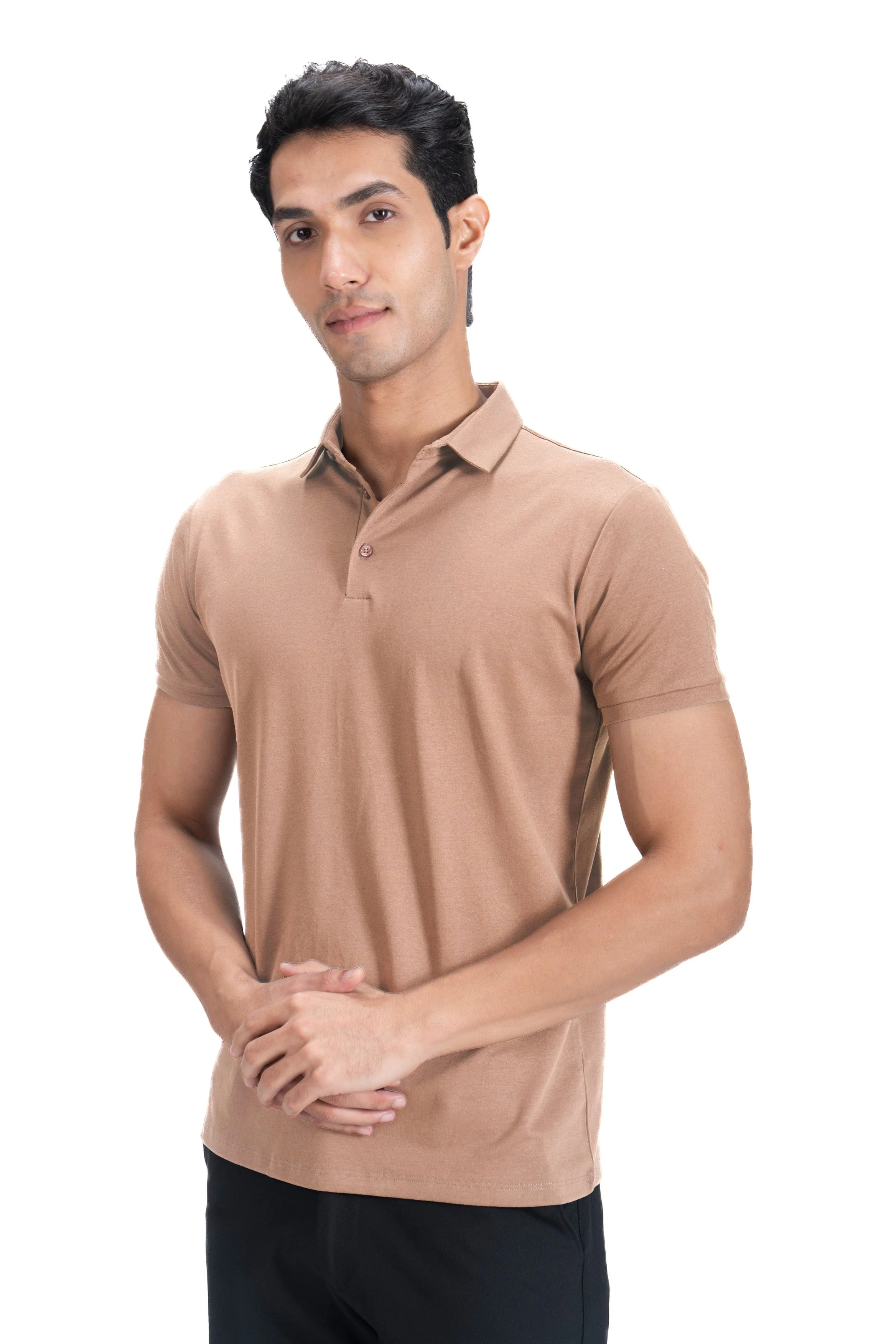 Fluid Cotton Polo - Warm Khaki - Image 3