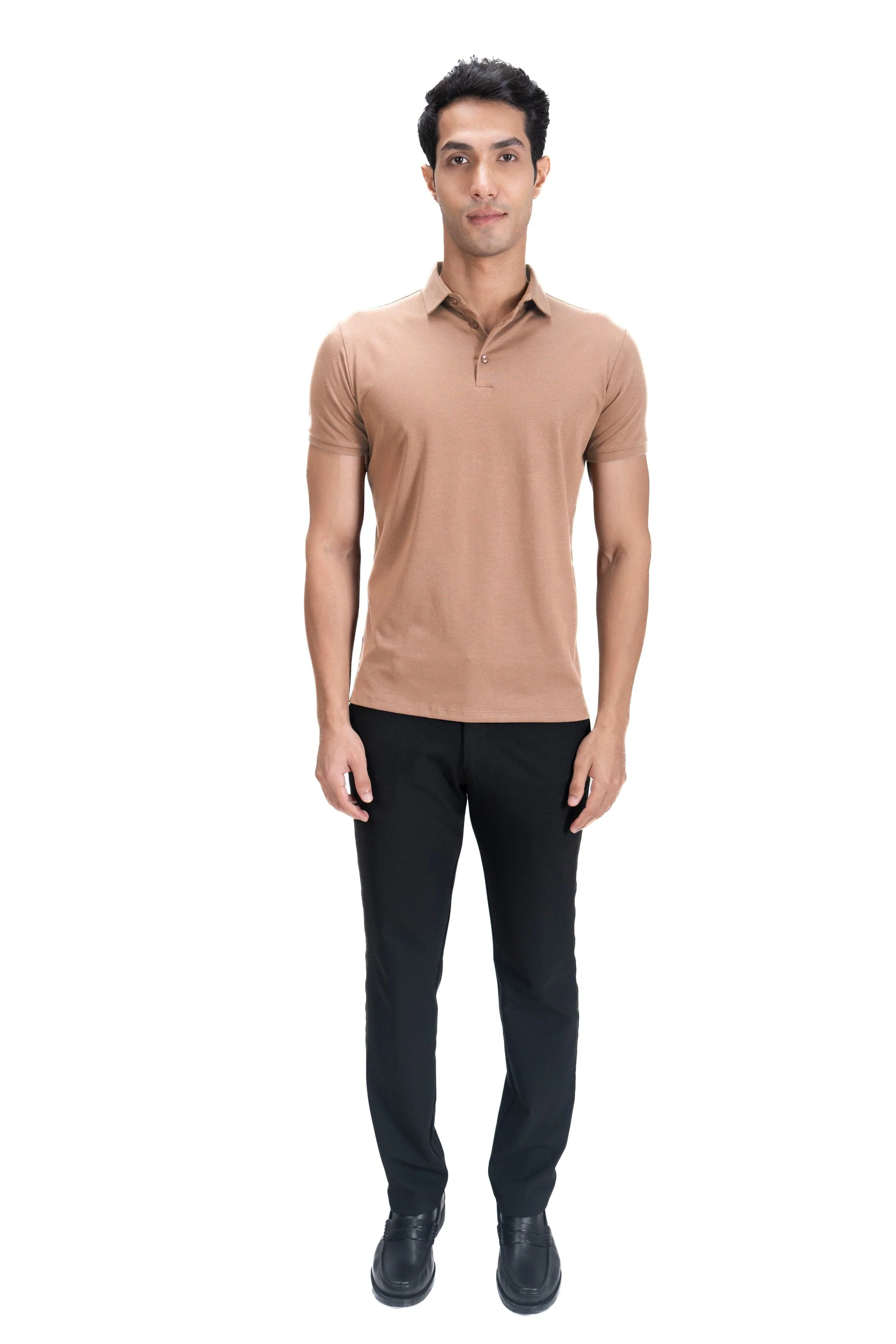 Fluid Cotton Polo - Warm Khaki - Image 4