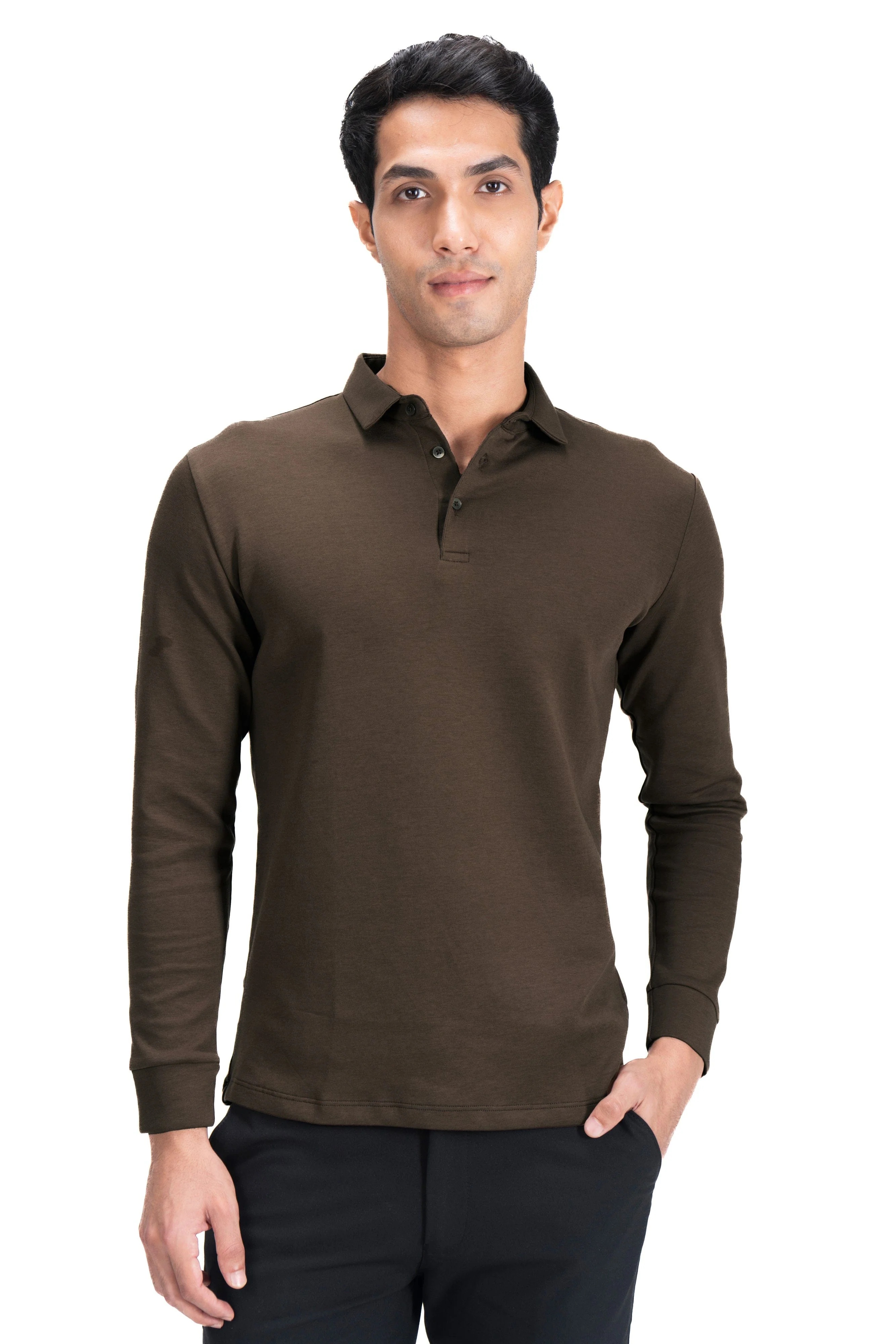 Legacy Polo Sweater- Chocolate Brown - Image 2