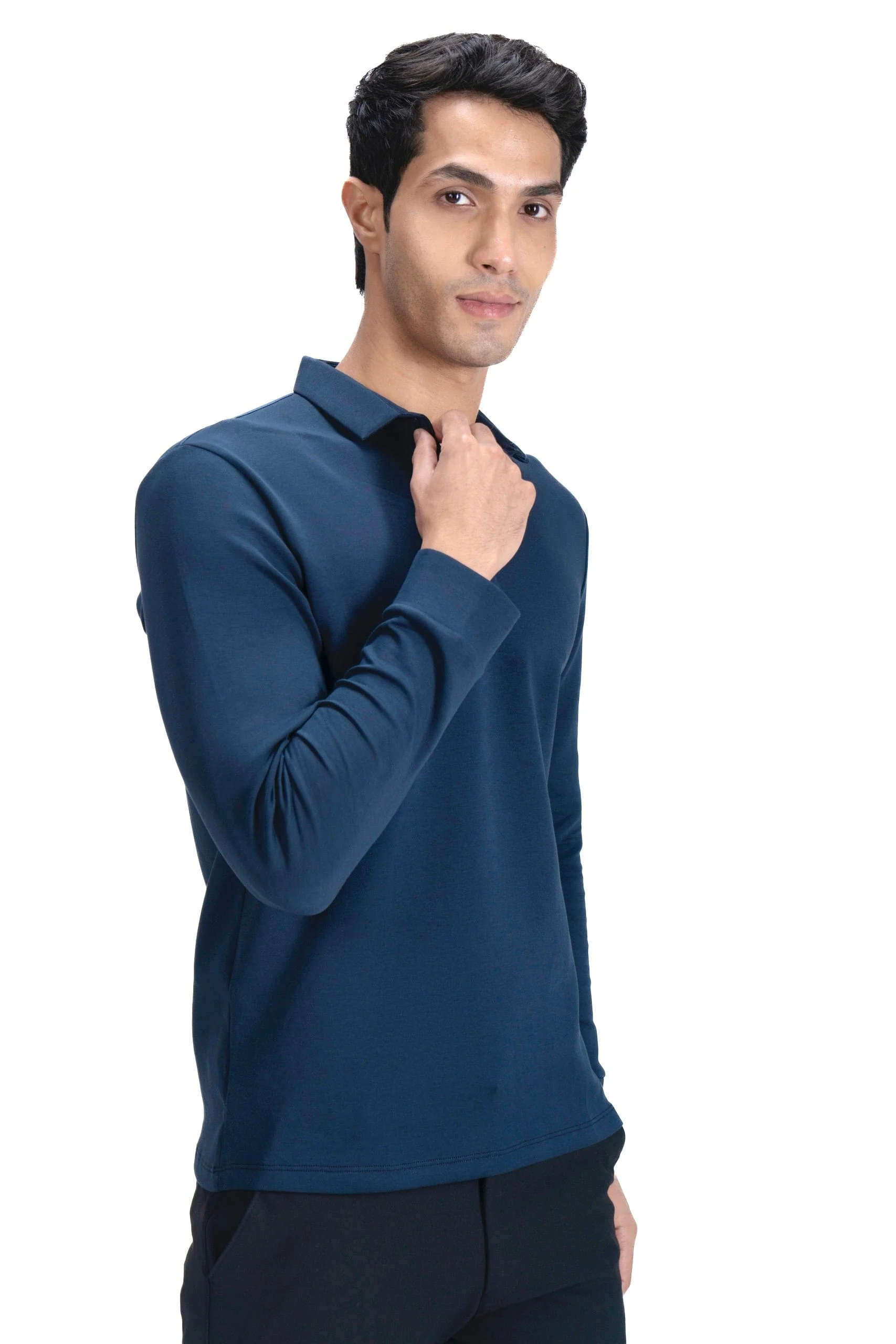 Legacy Polo Sweater- Ocean Blue - Image 3