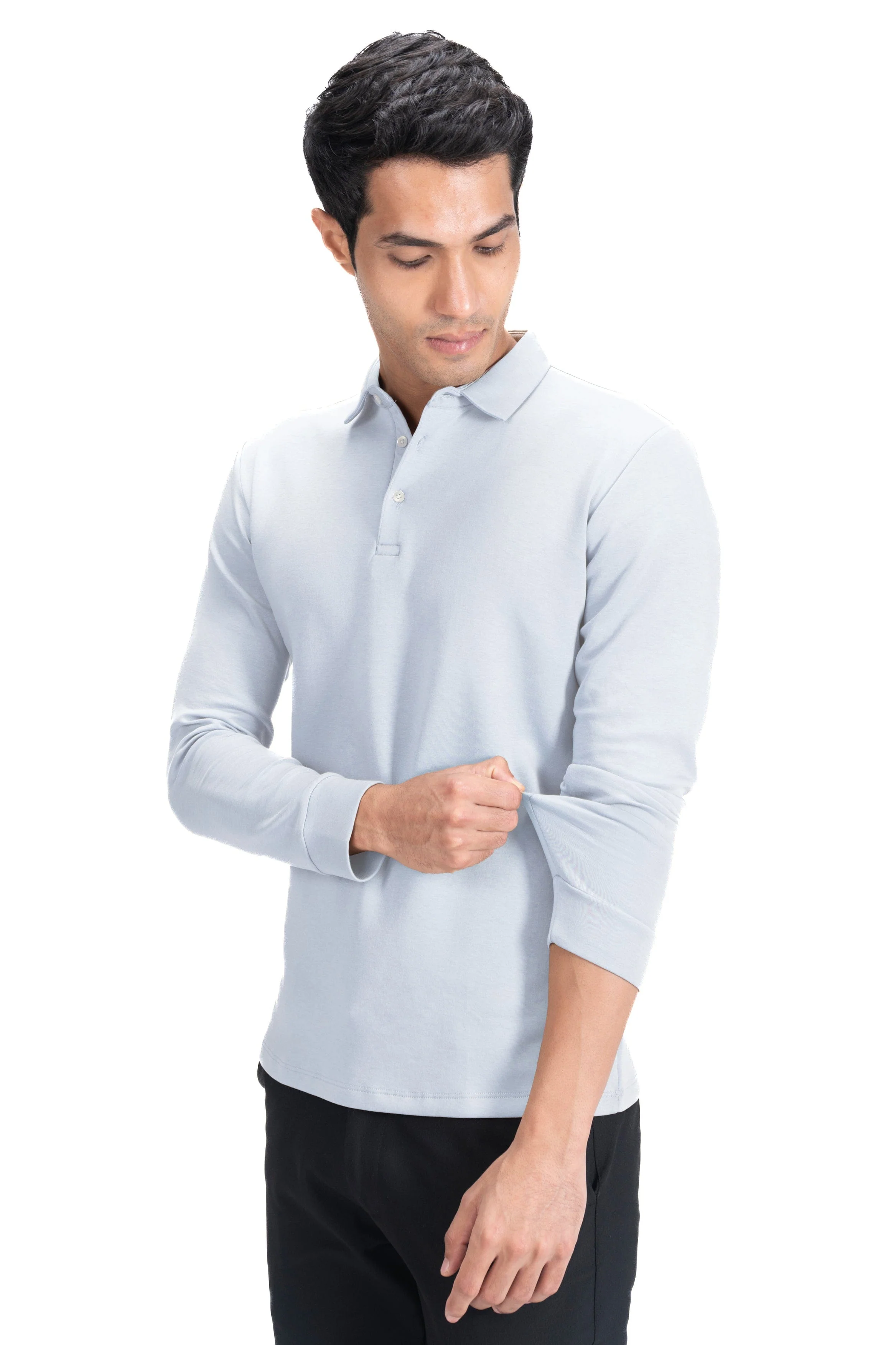 Legacy Polo Sweater- Steel Blue - Image 2