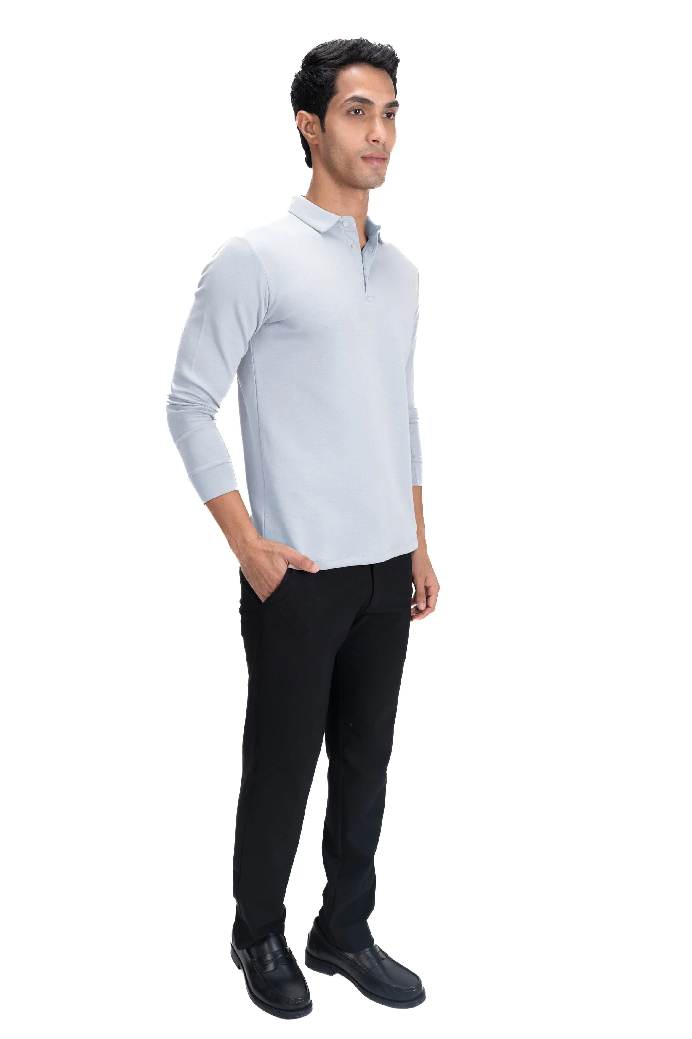 Legacy Polo Sweater- Steel Blue - Image 4