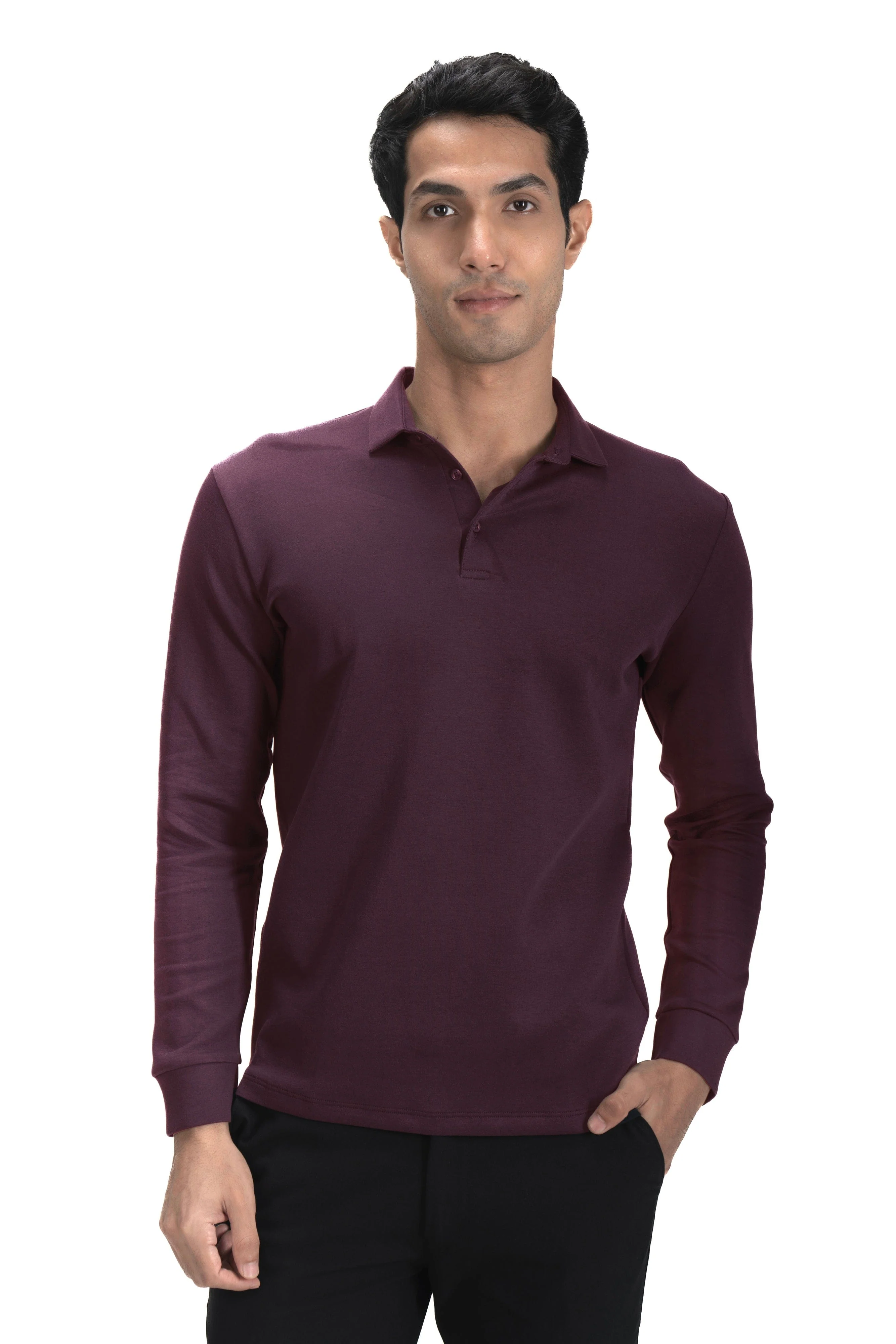 Legacy Polo Sweater- Rich Wine - Image 2