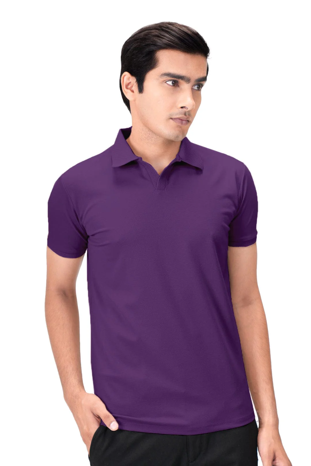 Wing Polo - Heavy Dobby Johnny collar Polo- Grape Wine - Image 2