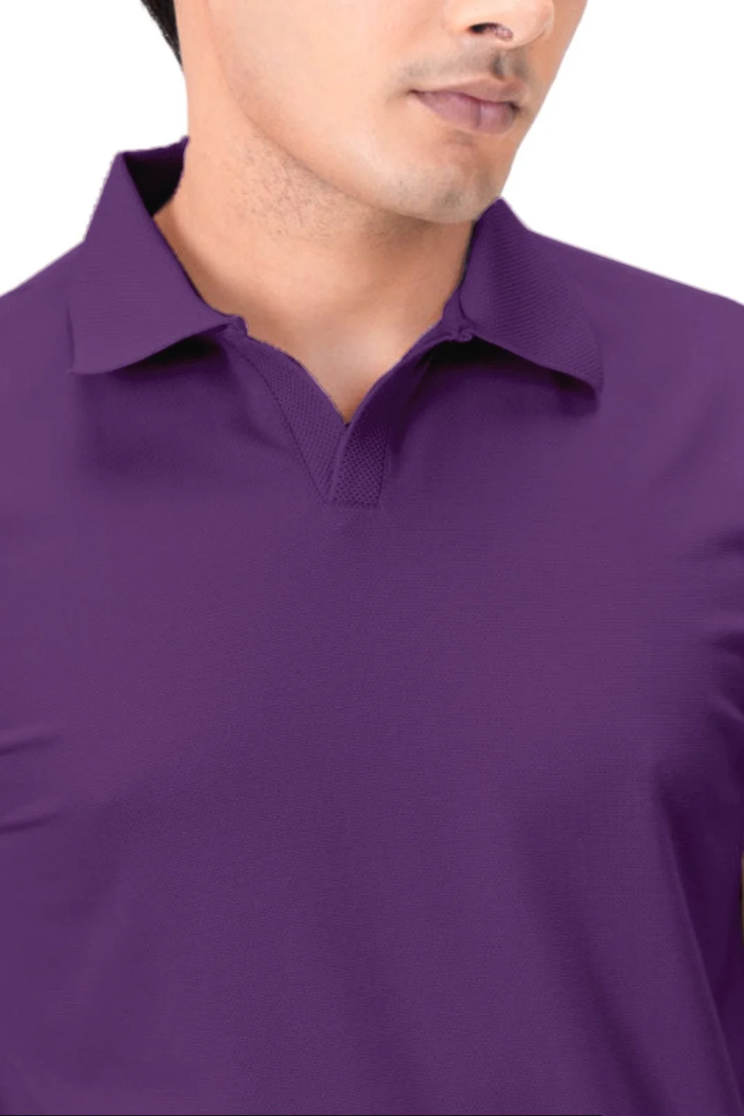 Wing Polo - Heavy Dobby Johnny collar Polo- Grape Wine - Image 4